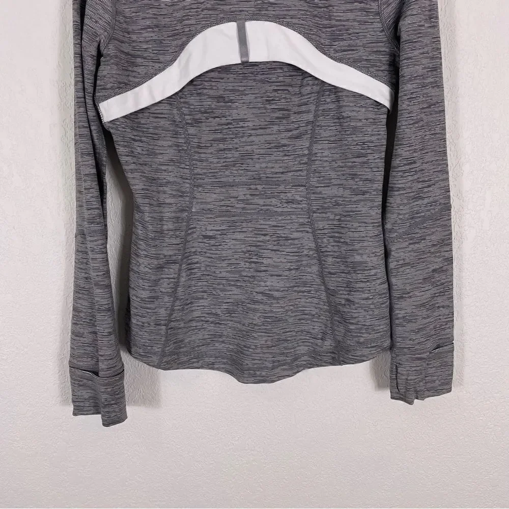 Lululemon Striped Grey & White Zip Up Work‎ Out Define Jacket Size 8